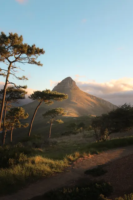This shot captures a majestic mountain landscape during the golden hour, using n